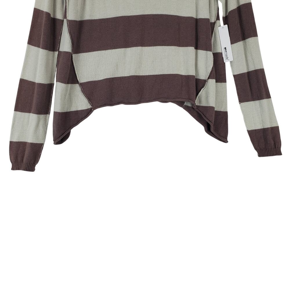 LA Made Jenn Raglan Sweater XS Muted Purple Gray Wide Stripe Cozy Pullover NWT - Picture 7 of 9
